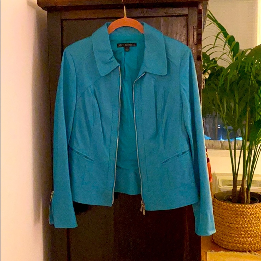 Teal leather jacket